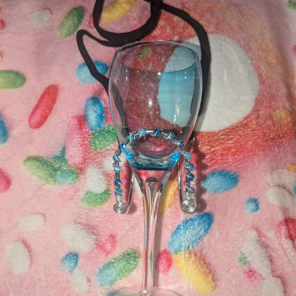 Beaded & Wired Wine Glass Holder Necklace (2)